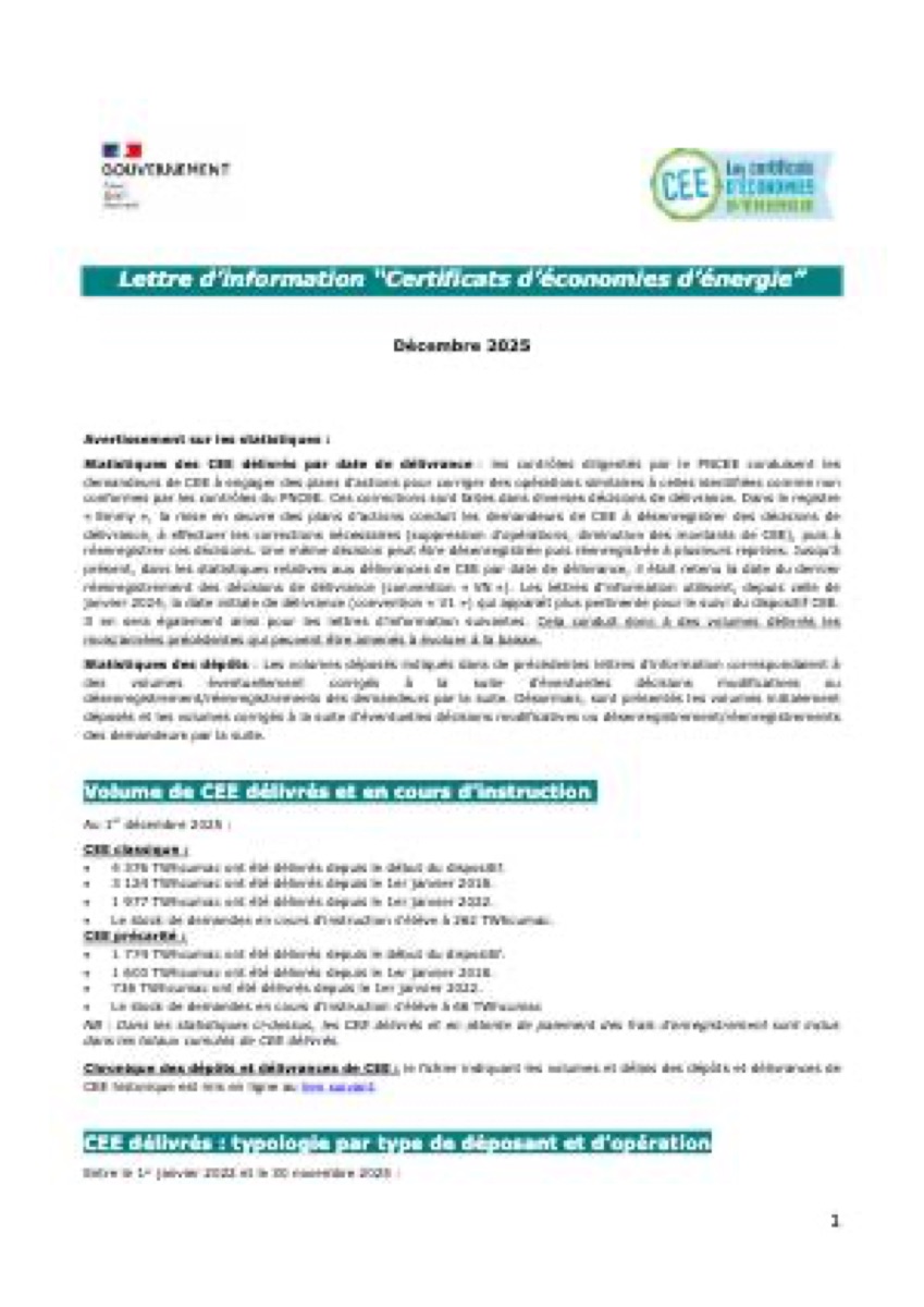 Alerte réglementaire – CEE
